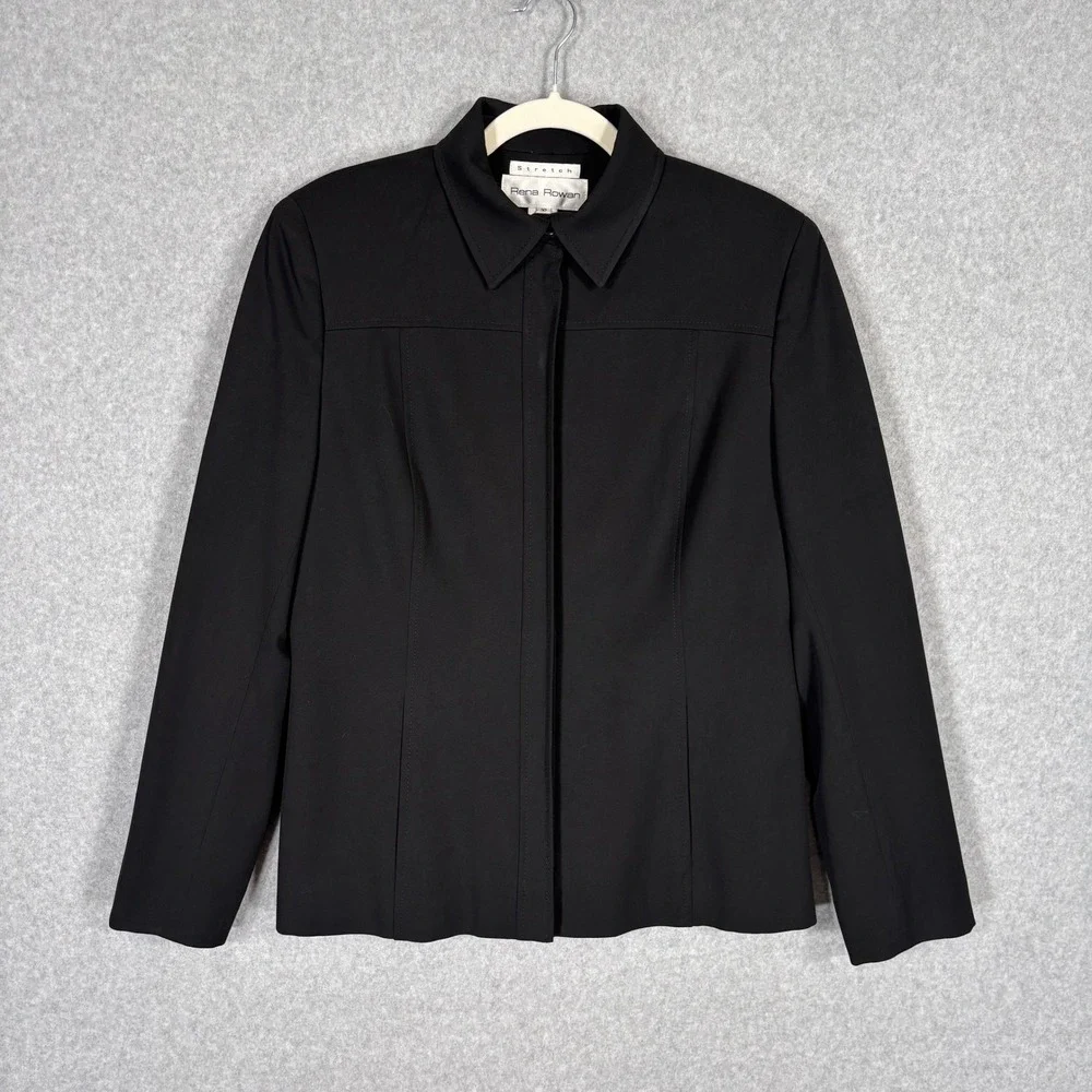 Vintage 90s Rena Rowan Blazer Jacket Size 10 Pockets Minimal Career‎ Travel USA
